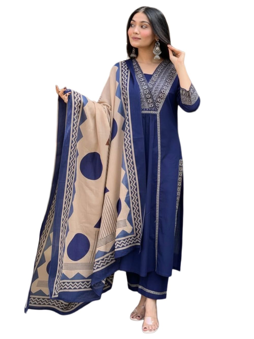 ANNI Designer Women's Rayon Viscose Anarkali Printed Kurta with Pant & Dupatta Set | Ethnic 3-Piece Readymade Suit for Women | Elegant Festive & Office Wear Traditional Outfit