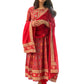 RUBBY Kart Women's Cotton Anarkali Embroidery Designer Long Anarkali Kurti with Pant and Dupatta Set (Red-XL) FBA