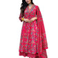 GoSriKi Women's Rayon Viscose Anarkali Printed Kurta with Palazzo & Dupatta