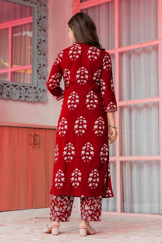 PARTHVI Women's Pure Cotton Printed Straight Kurta Set with Palazzo Pants & Dupatta- Ethnic Wear, Green