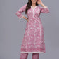 Amayra Women's Pure Cotton Printed Straight Kurta Set with Palazzo Pants & Dupatta- Ethnic Wear